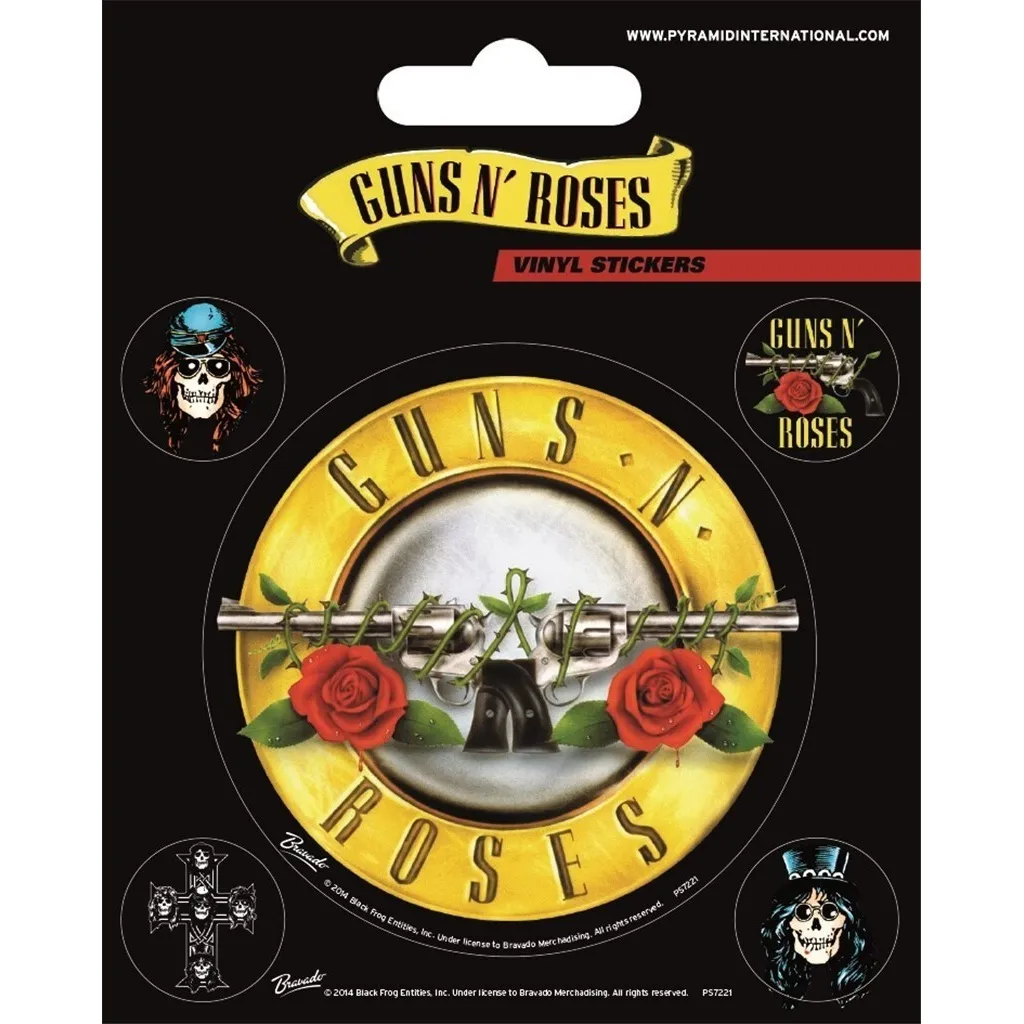 Guns N Roses Vinyl Bullet Logo Stickers (Pack of 5)