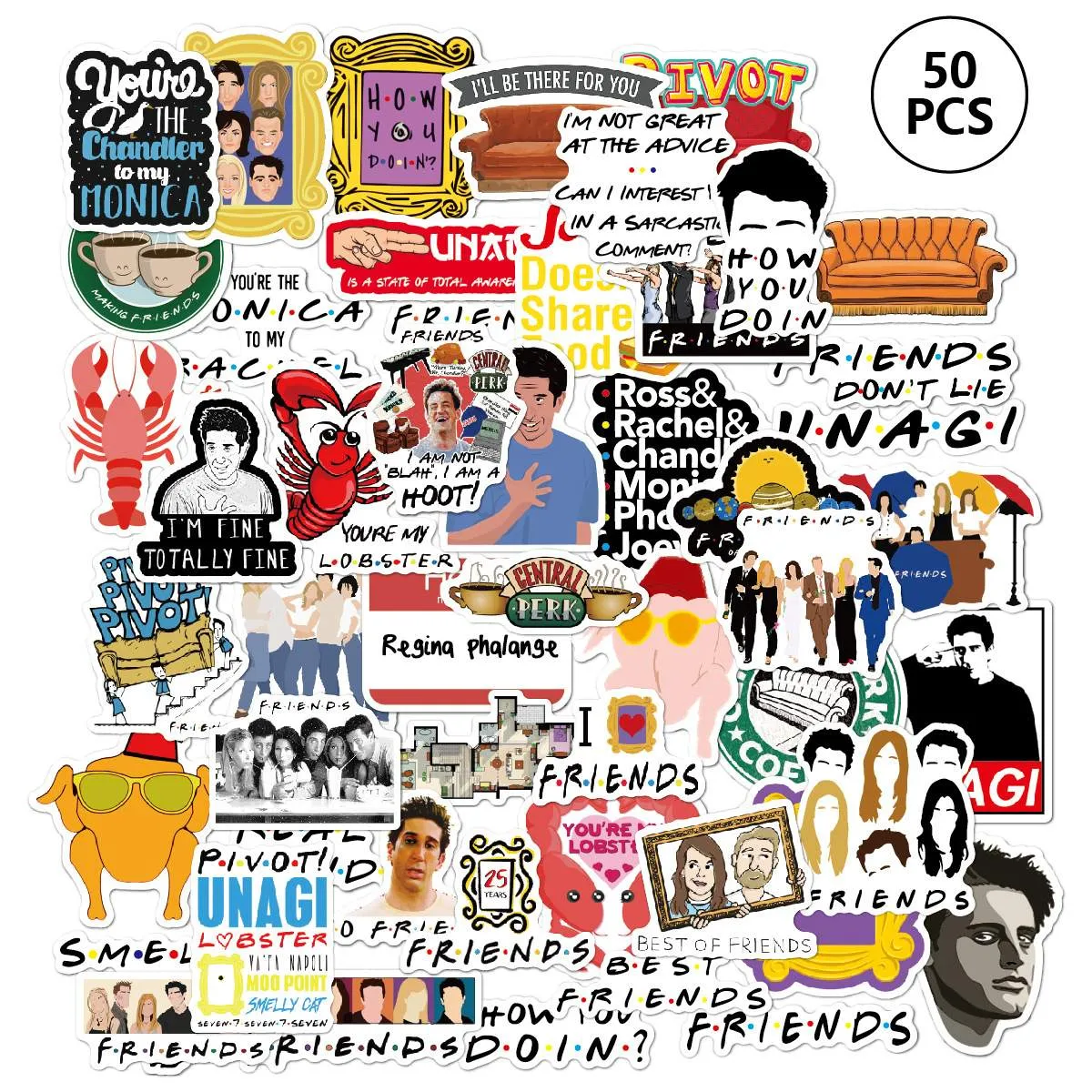 50 stk Mote Graffiti Stickers Vanntett Laptop Skøyte - Venner