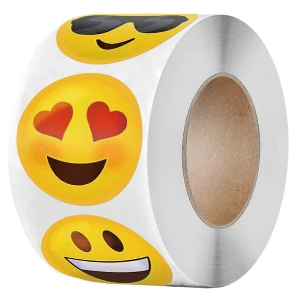 Klistremerker - smileys - 500 stk - rull