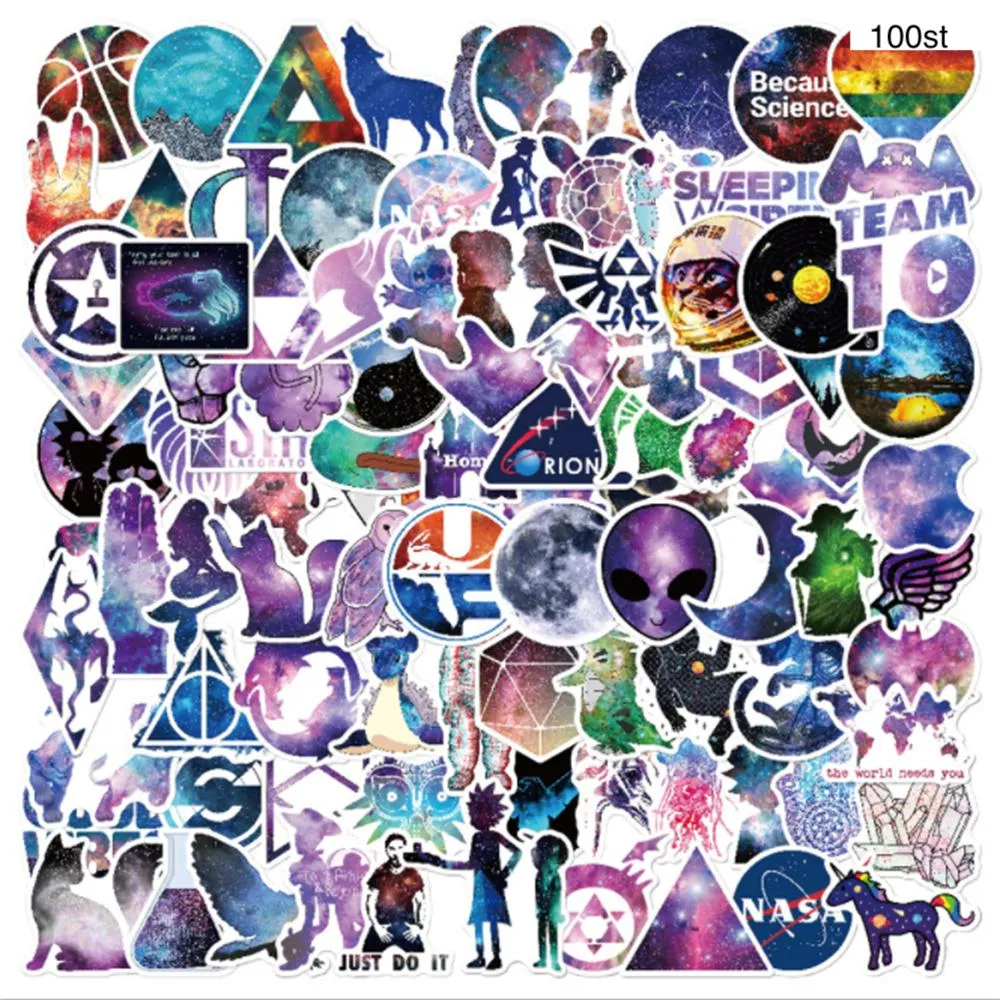 100 stk motegrafitti-klistremerker Vanntett bærbar skøyte - Space