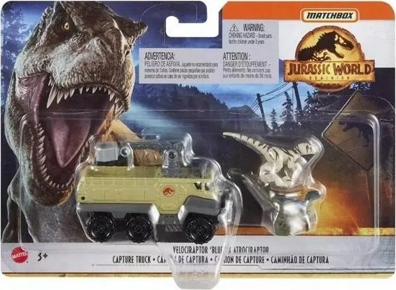 Matchbox Jurassic World transporter med velociraptor