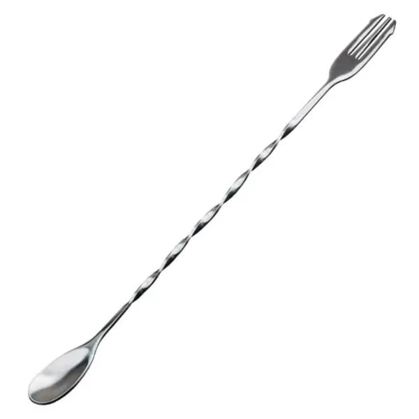 Cocktail skje med gaffel rustfri 32 cm