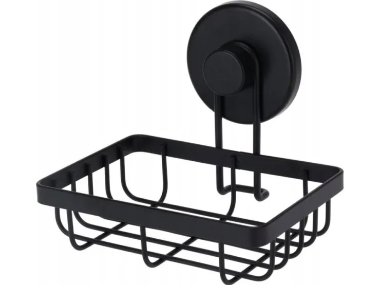 Såpekopp/tvåkorg for såpestykke med sugekopper, sort 13,4 x 11,5 x 11,5 cm
