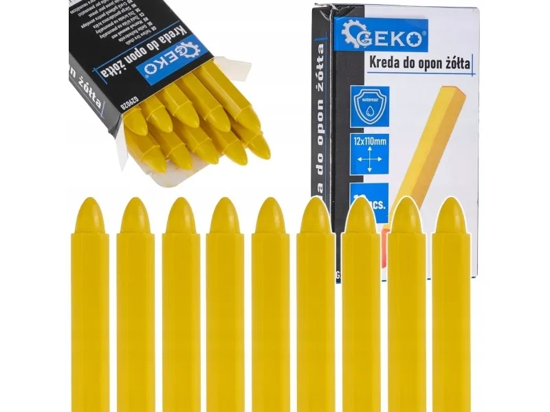 Geko vanntett dekk-kritt gul 12x110mm – sett med 10 stk. (12/120)