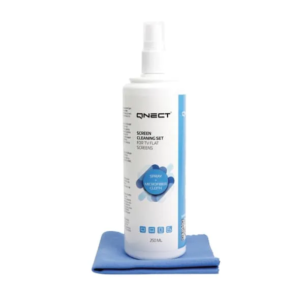 Qnect skjermrens - spray 250 ml med mikrofiberklut
