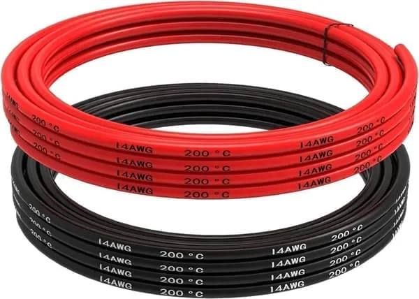 14 AWG fleksibel elektrisk ledning 5 meter [2,5 m svart og 2,5 m rød] fortinnet - Tilbehør til Fjernstyrte Leker Silikonkabel