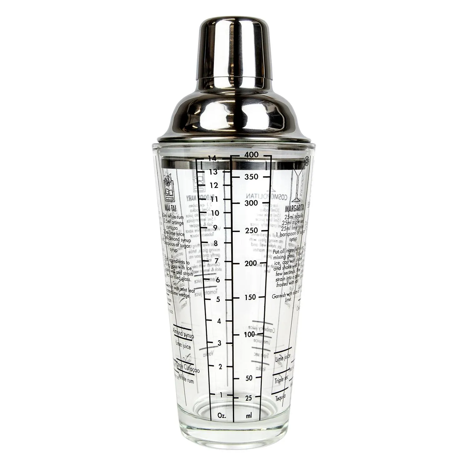 Cocktailshaker med Oppskrifter og Mål