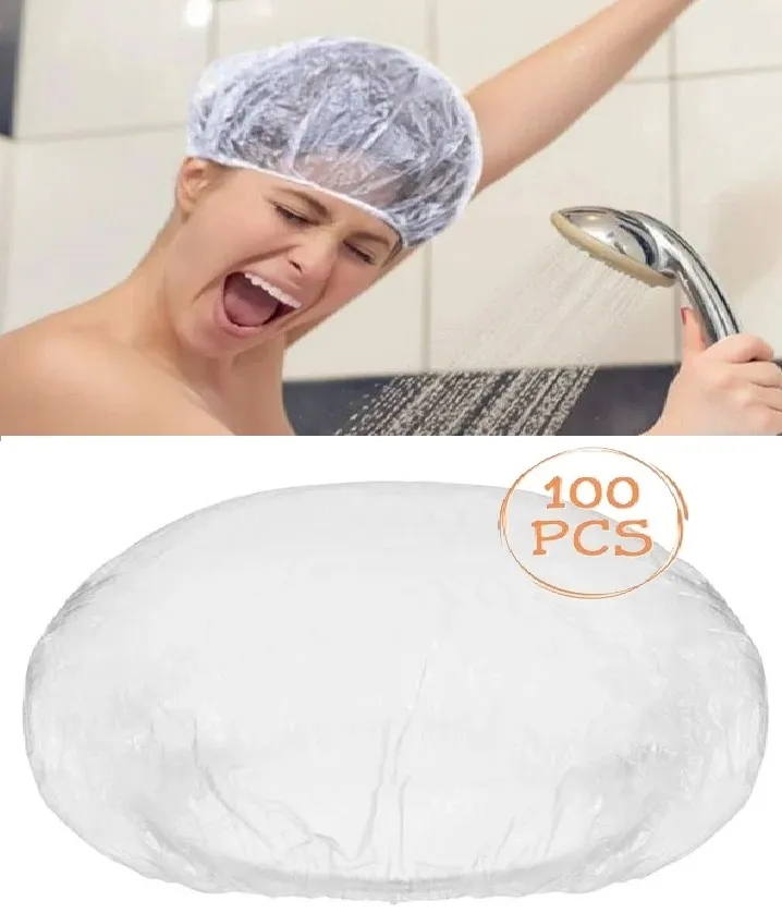 100 Engangs Pakke Vanntett Dusjhette / Badehette m Strikk