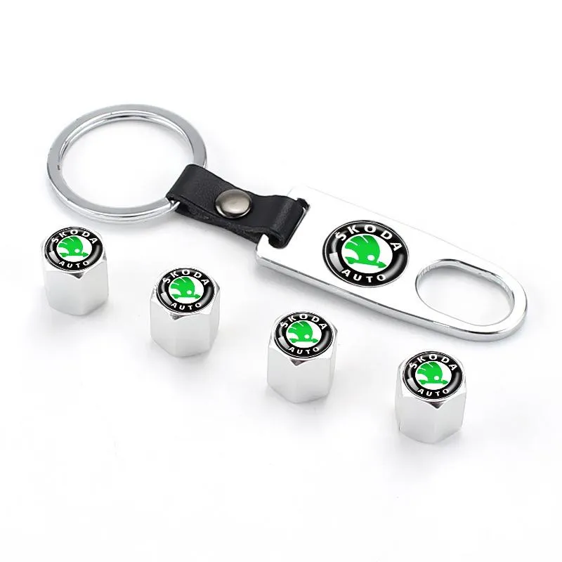 Skoda logo ventilhetter med nøkkelring