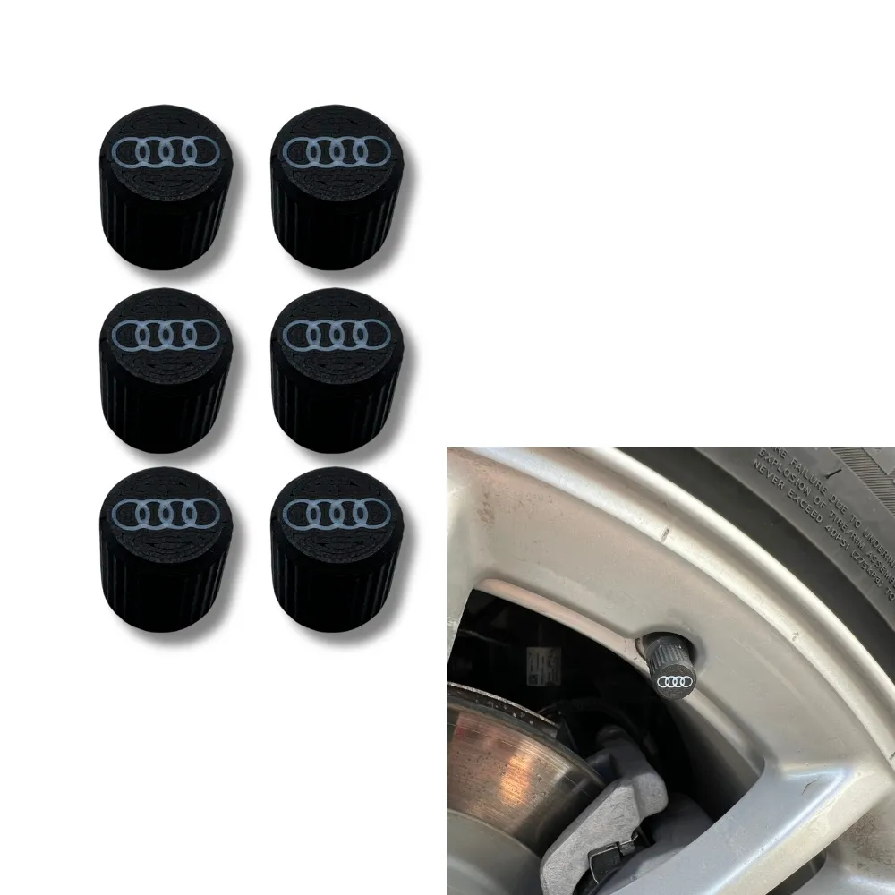 6x Bilhjul Dekkventilkapper Dekkfelgstammedeksler til Audi