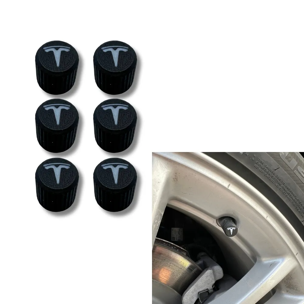 6x Bilhjul Dekkventilkapper Dekkfelgstammedeksler til Tesla