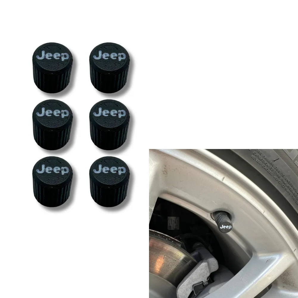 6x Bilhjul Dekkventilkapper Dekkfelgstammedeksler til Jeep