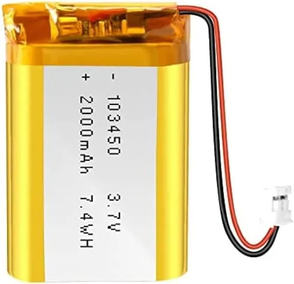 Yunique - Litiumbatteri 3.7V 2000mAh Modell 103450 | Med beskyttelseskrets | Oppladbart, kompatibelt med Bluetooth-hodetelefoner og TWS-hodetelefoner