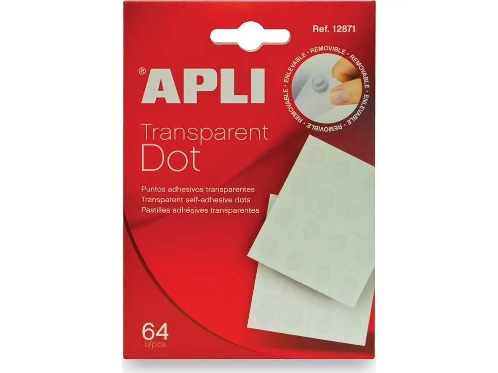 Festesirkler transparent applikasjon type "dot" avtakbar 64 stk