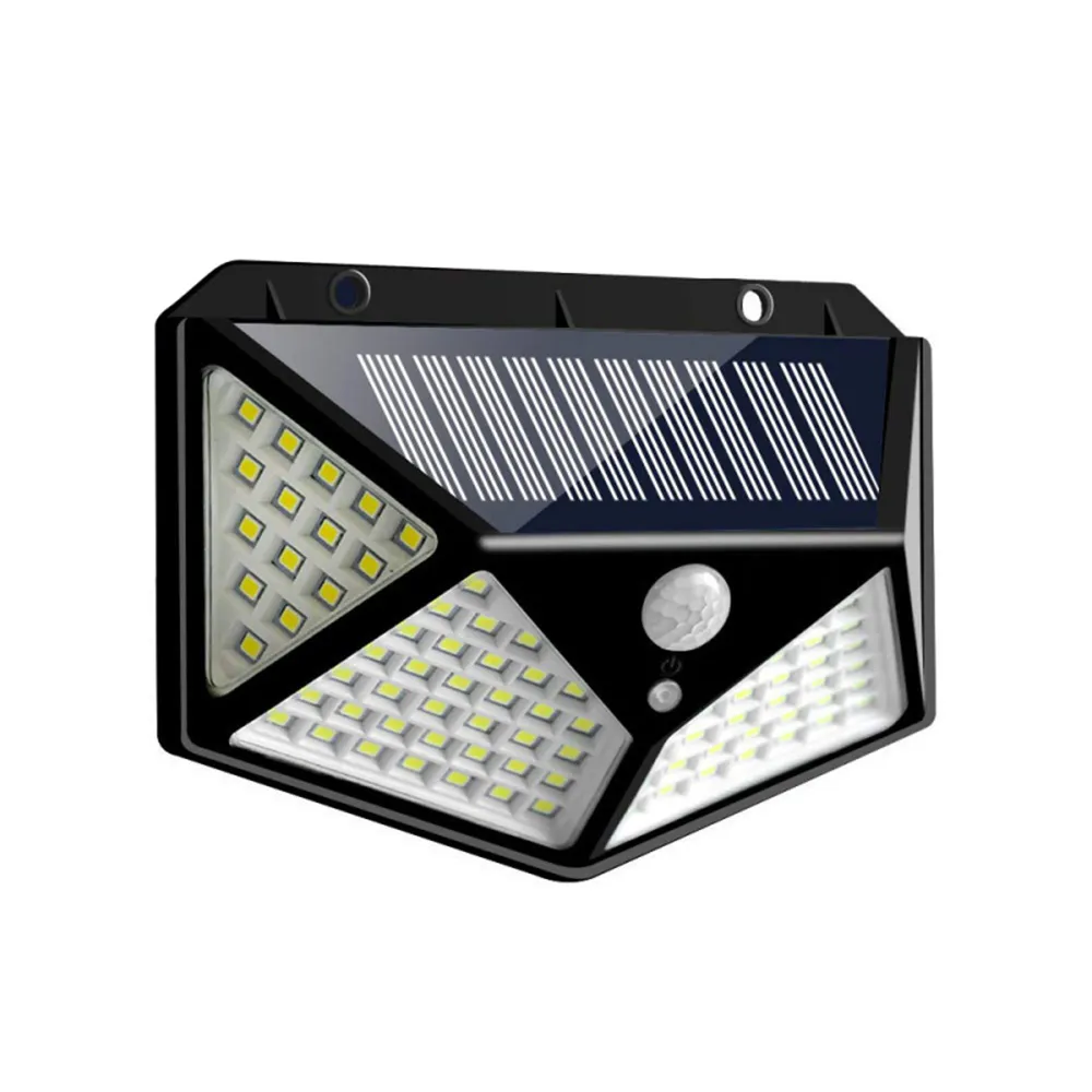 Solcelle væglampe 100 LED / udendørslampe med sensor – lampe til have og indgangsparti