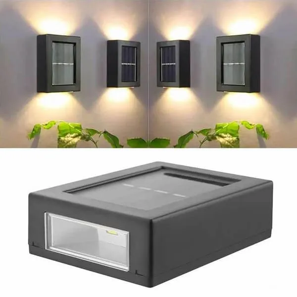 2-Pack Solcellelampe for Fasadevegg Utendørs - Fasadebelysning Solcelle Sort (kopi)
