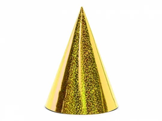 PartyDeco CZAP6-019, Festhatt, Gull, Bursdag, 160 mm, 10 cm, 6 stykker