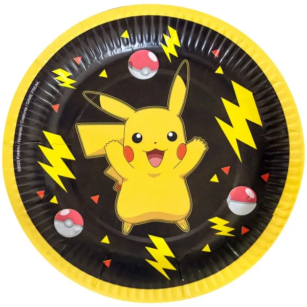Pokémon Thunder papirtallerkener 8 stk 18 cm