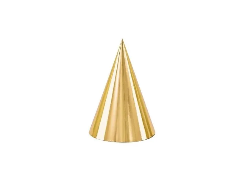 Guld partyhatte, 6 stk