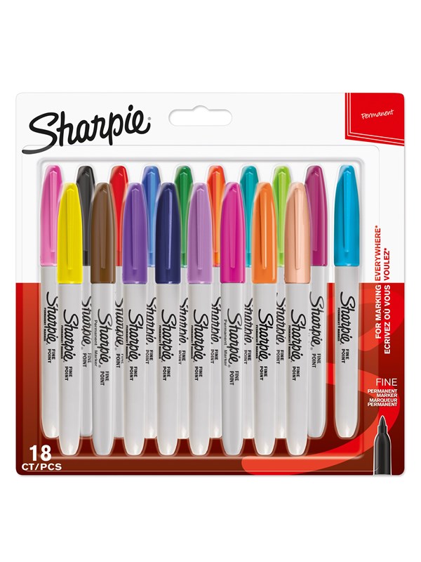 Sharpie Permanent Markers | Fine Point | Assorted Fun Colours | 18 Count