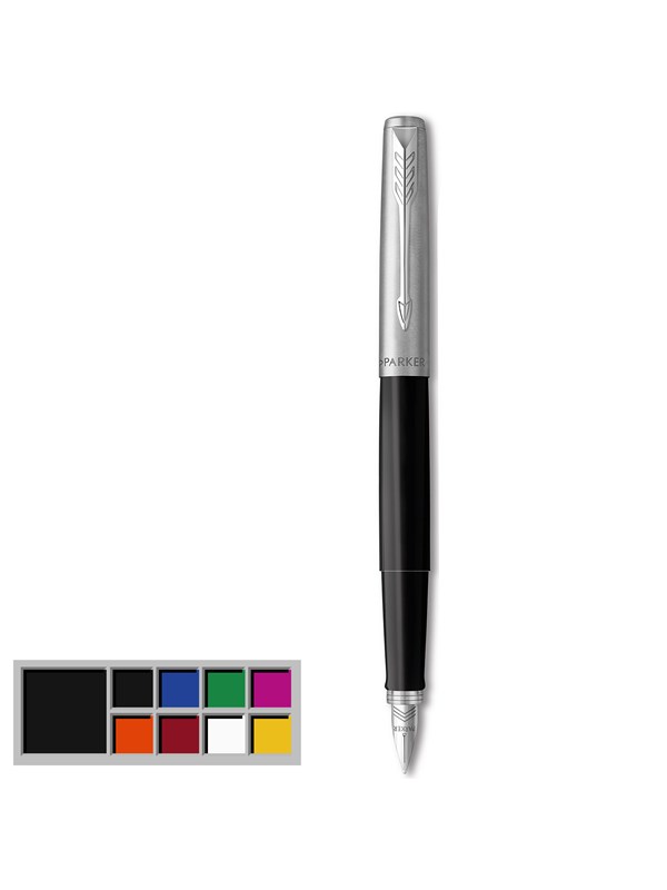 Parker Jotter Originals Fountain Pen | Classic Black Finish | Medium Nib | Blue & Black Ink