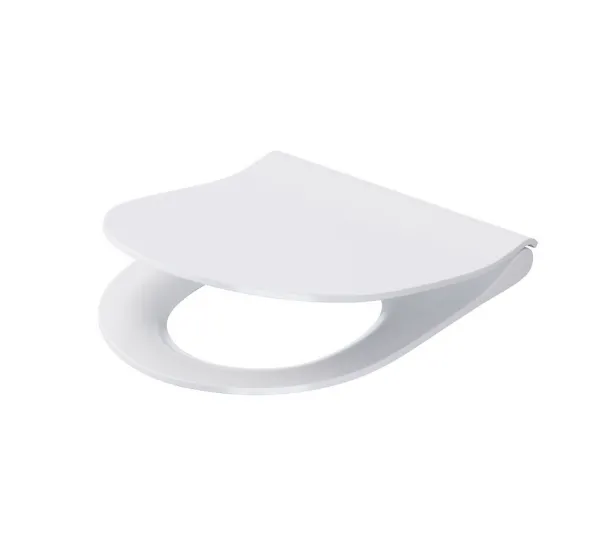 Cersanit City oval slim, Avlang, Hardt toalettsete, Hvit, Duroplast, 360 mm, 442 mm