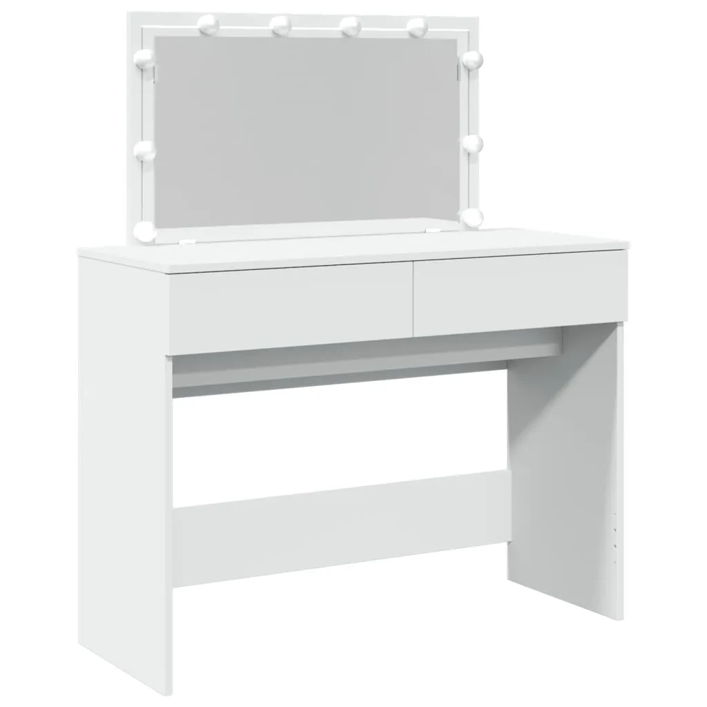 vidaXL Sminkebord med LED hvit 100x40x120 cm