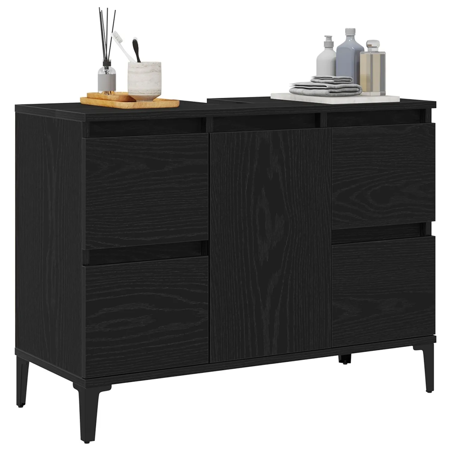 vidaXL Baderomsvaskeskap Svart Eik 80 x 33 x 60 cm Konstruert tre