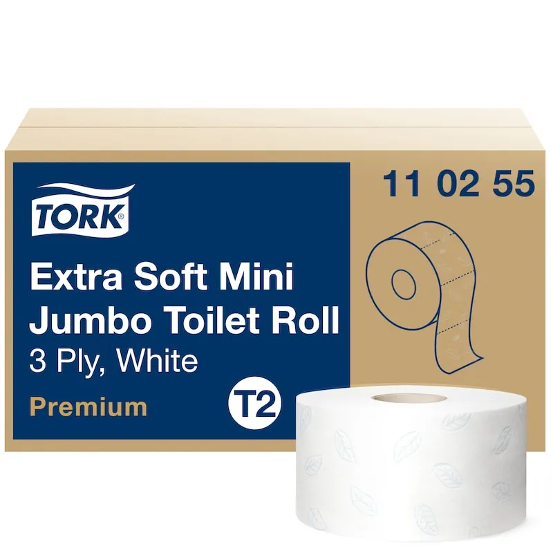 Toiletpapir Tork T2 Mini Jumbo Extra Soft Premium 3-lags hvid 120m - (12 ruller pr. karton)