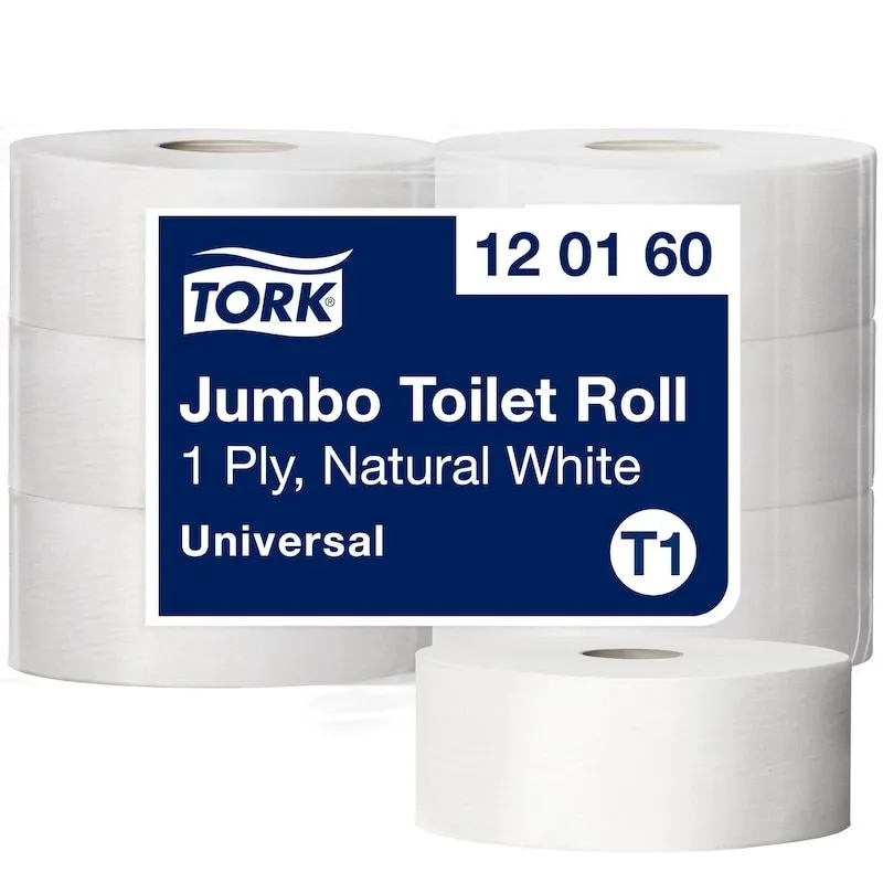 Toalettpapir Tork T1 Jumbo Universal 1-lags hvit - (6 ruller per kartong)