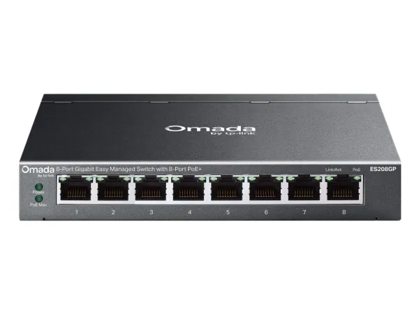 Tp-link Omada Es208gp Nettverkssvitsj Håndtert L2 Gigabit Ethernet (10/100/1000) Strøm Over Ethernet (poe) Din Rail Sort