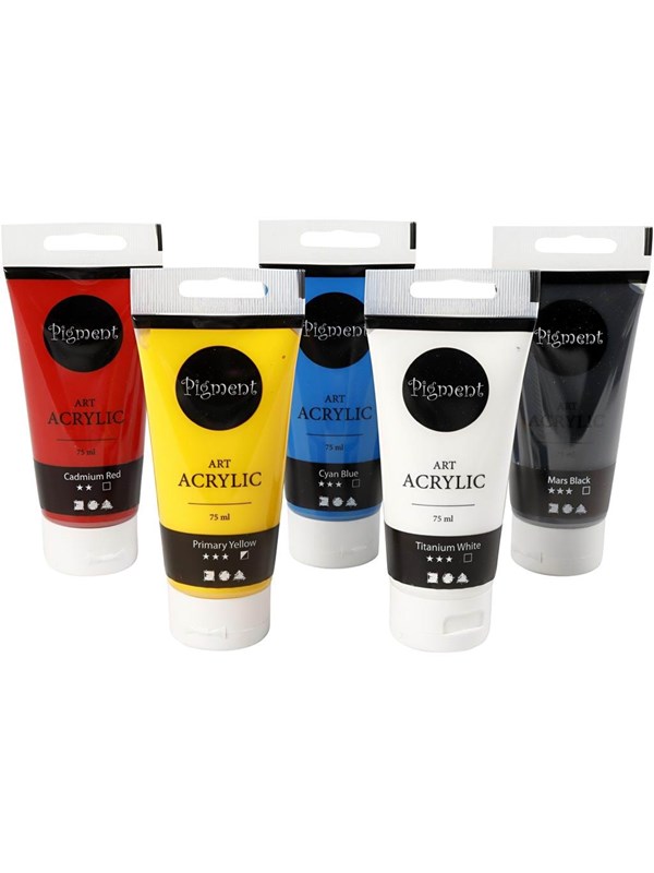 Creativ Company Pigment Art Acrylic Paint Primary Colors 5x75ml