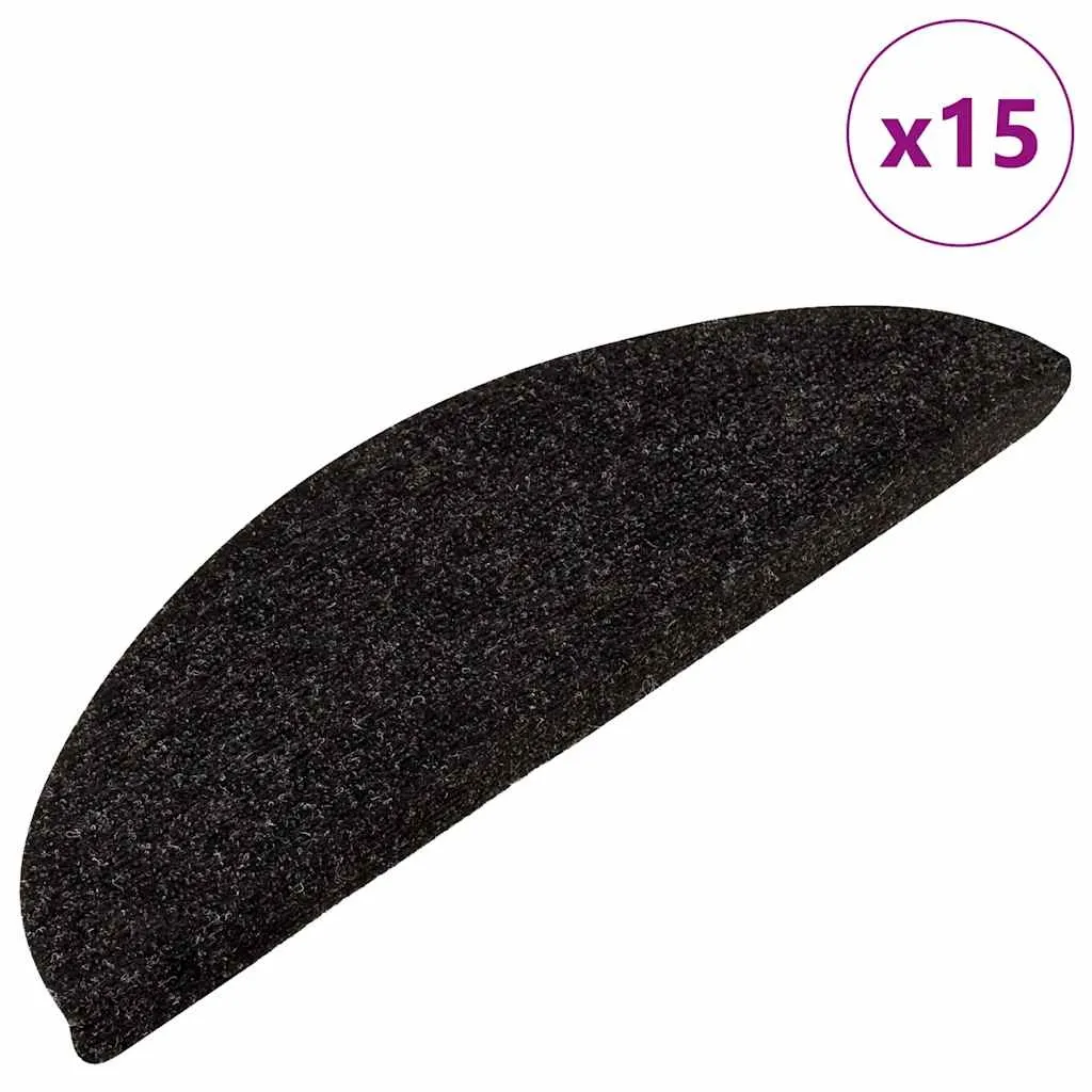 vidaXL Selvklebende trappematter 15 stk 56x17x3 cm antrasitt