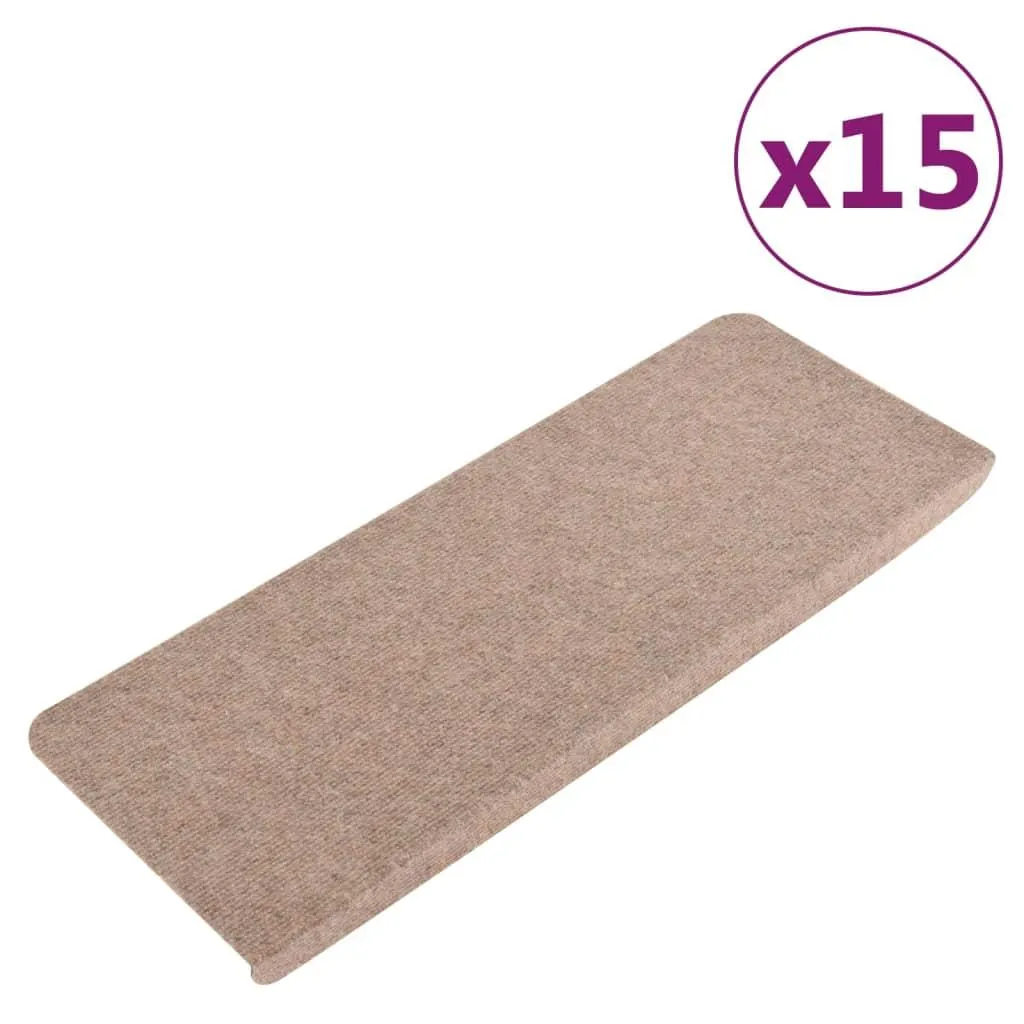 vidaXL Selvklebende trappematter 15 stk 65x24,5x3,5 cm beige