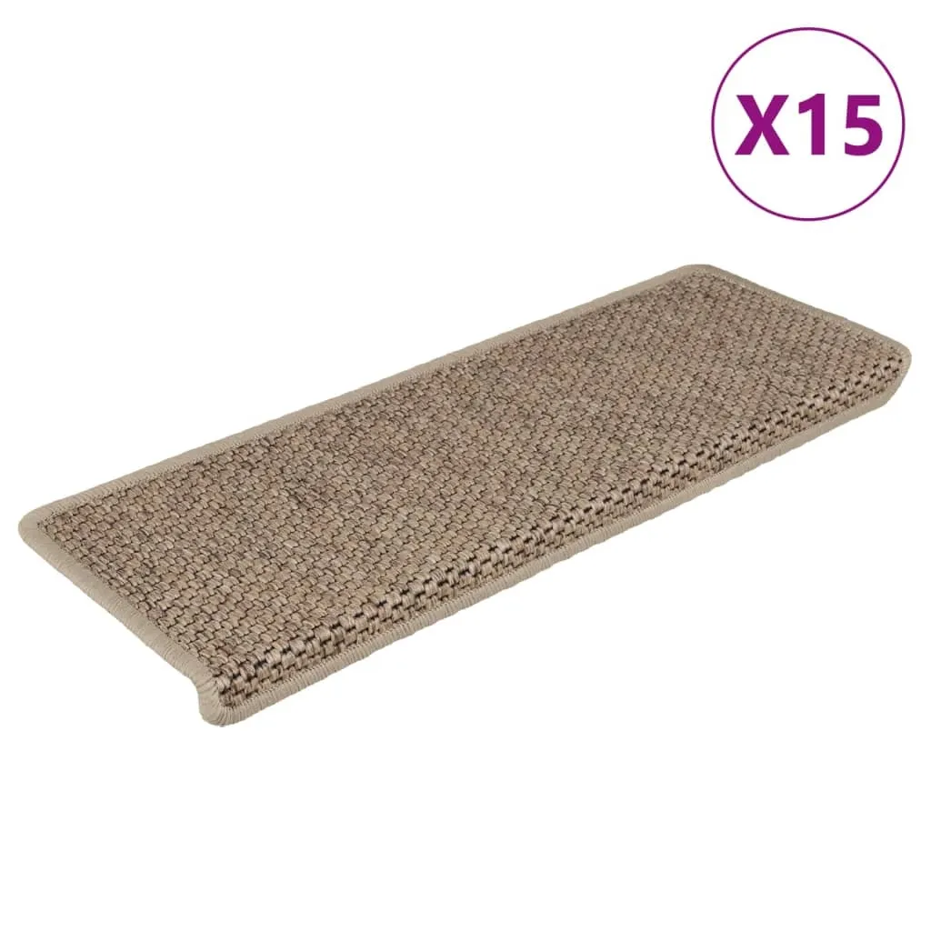 vidaXL Selvklebende trappematter sisal-utseende 15 stk 65x21x4 cm sand