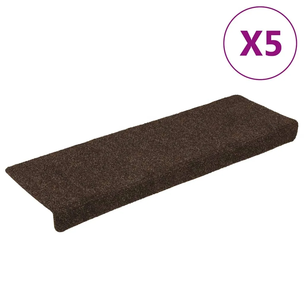 vidaXL Trappematter selvklebende 15 stk 65x21x4 cm brun rektangulær kant