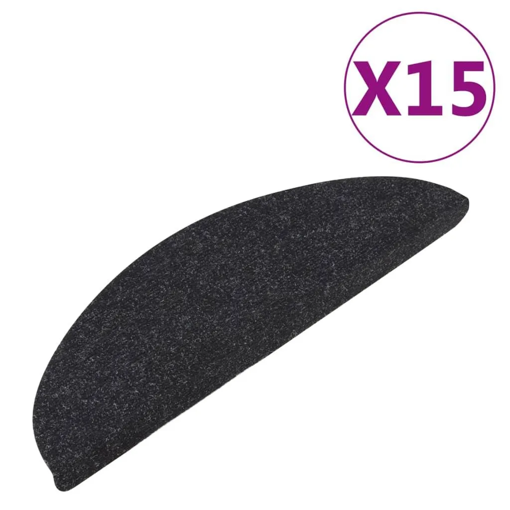 vidaXL Selvklebende trappematter 15 stk 65x22,5x3,5 cm antrasitt
