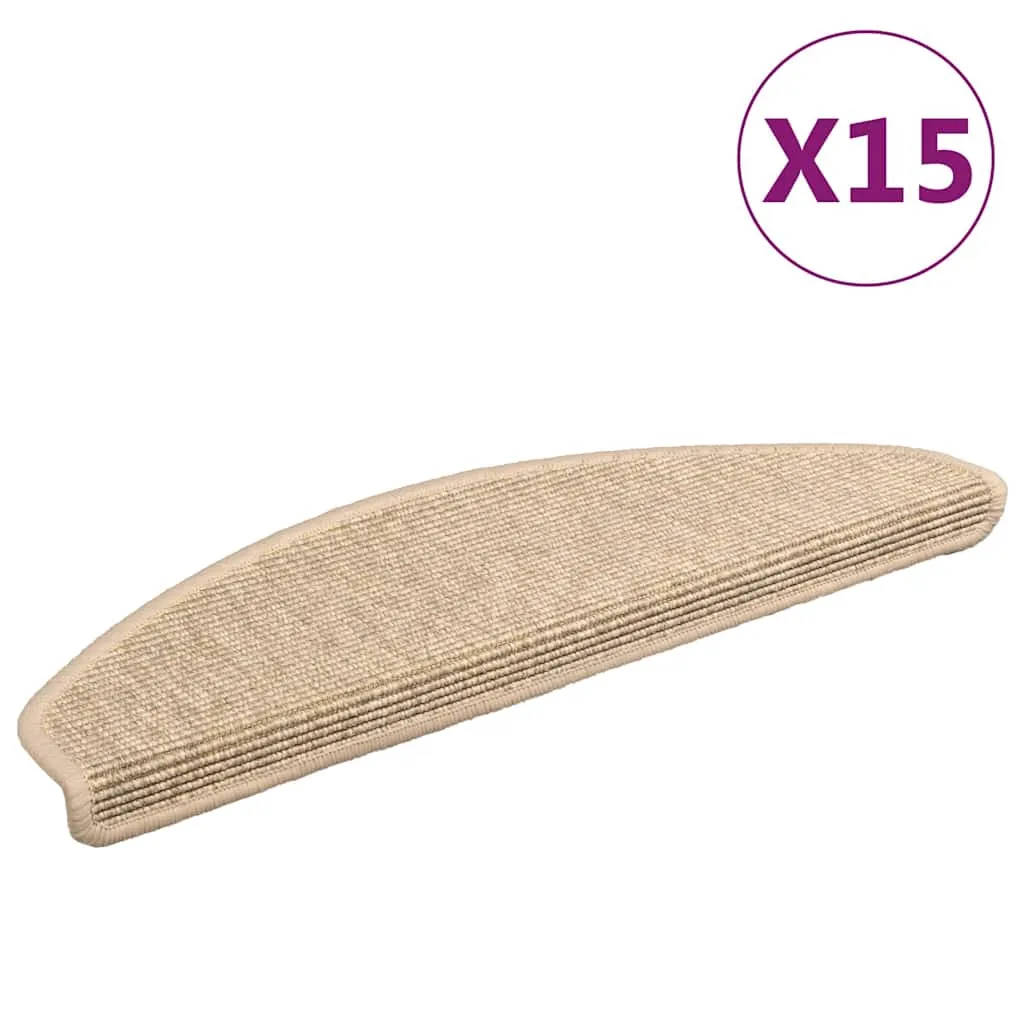 vidaXL Trappematter 15 stk 65x21x4 cm lys beige halvrund store