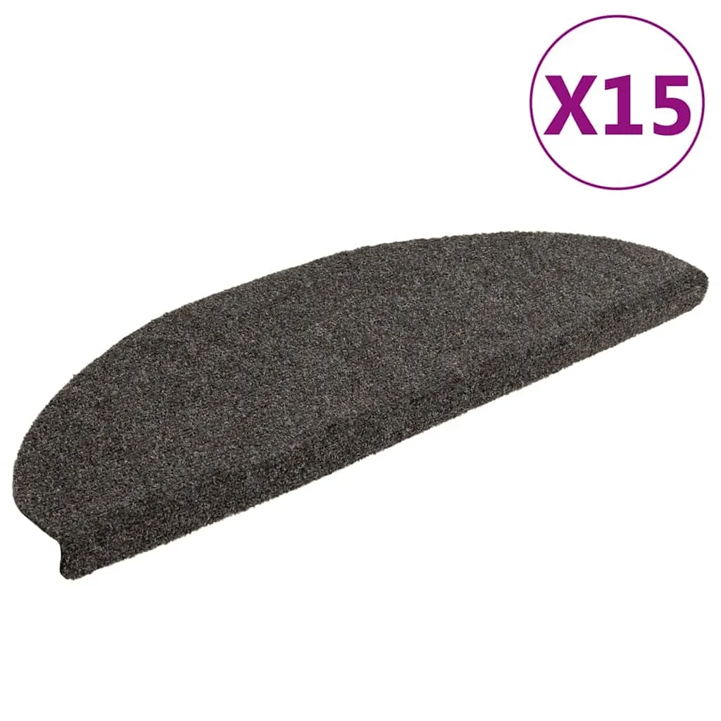vidaXL Trappematter selvklebende 15 stk 65x21x4 cm antrasitt halvrund store