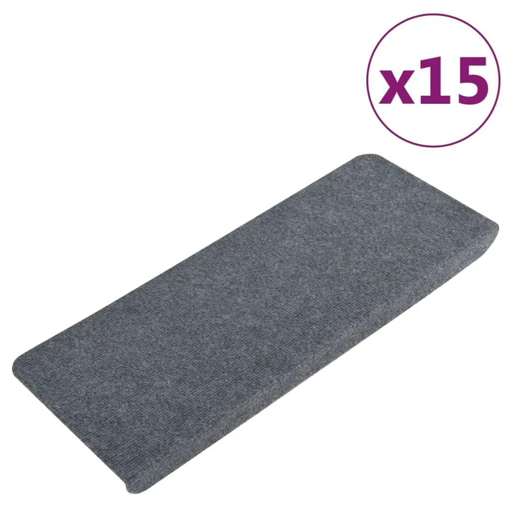 vidaXL Selvklebende trappematter 15 stk 65x24,5x3,5 cm grå