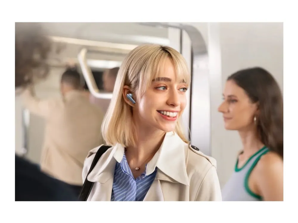 Soundcore Liberty 4 Pro - True wireless-hodetelefoner med mikrofon - i øret - Bluetooth - aktiv støydemping - blank lyseblå