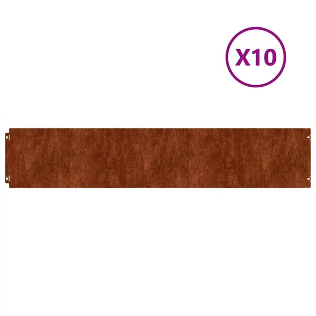 vidaXL Plenkanter 10 stk 20x103 cm fleksibelt cortenstål