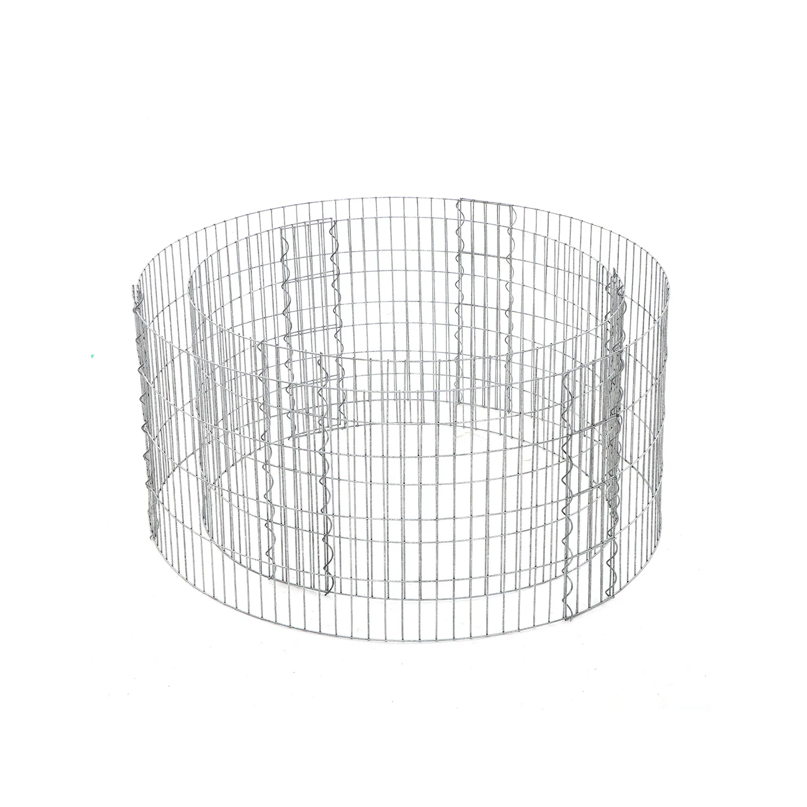 Dekorativ gabion, rund steinkurv, 90x40 cm, sølv