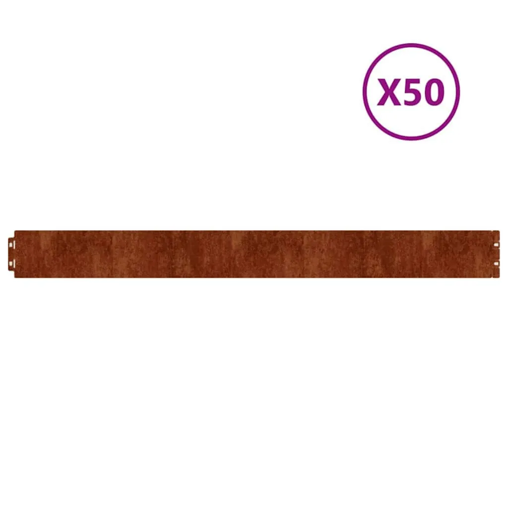 vidaXL Plenkanter 50 stk 10x103 cm fleksibelt cortenstål