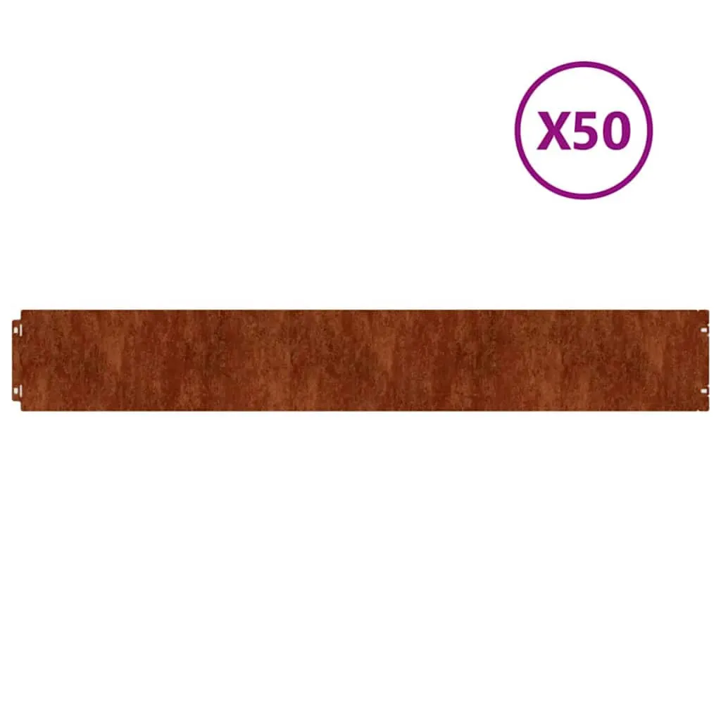vidaXL Plenkanter 50 stk 15x103 cm fleksibelt cortenstål