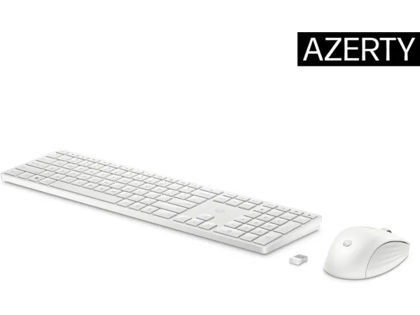 HP 650 kombinert trådløst tastatur og trådløs mus, Full størrelse (100 og), Trådløs, RF kabel-fri, Membrannøkkelbryter, Hvit, Mus inkludert