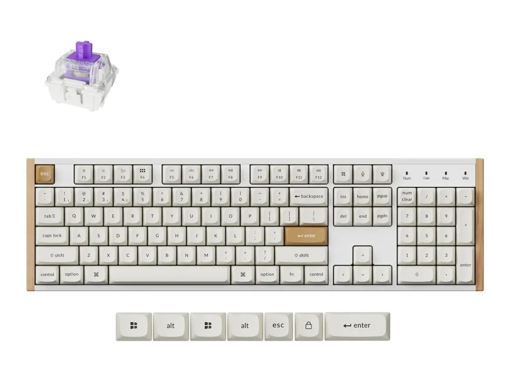 Keychron K10 HE - Tastatur - 100% - full size - bakgrunnsbelyst - trådløs - Bluetooth 5.2, USB - tastsvitsj: Gateron Double-Rail Nebula (hot-swappa...