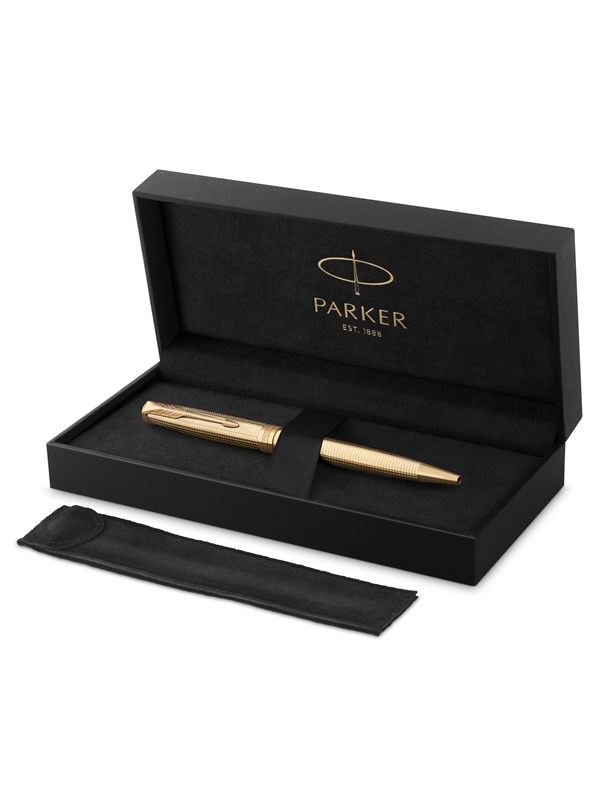 Parker Sonnet Ciselé Special Edition Ballpoint gold Finish Cap .Barrel and Trims  Medium Black Ink