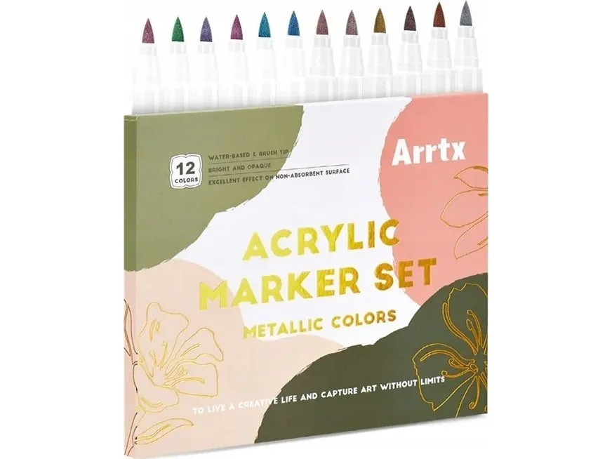 ARRTX akrylmaling-markører - tusjer ARRTX, 12 farger, metalliske nyanser