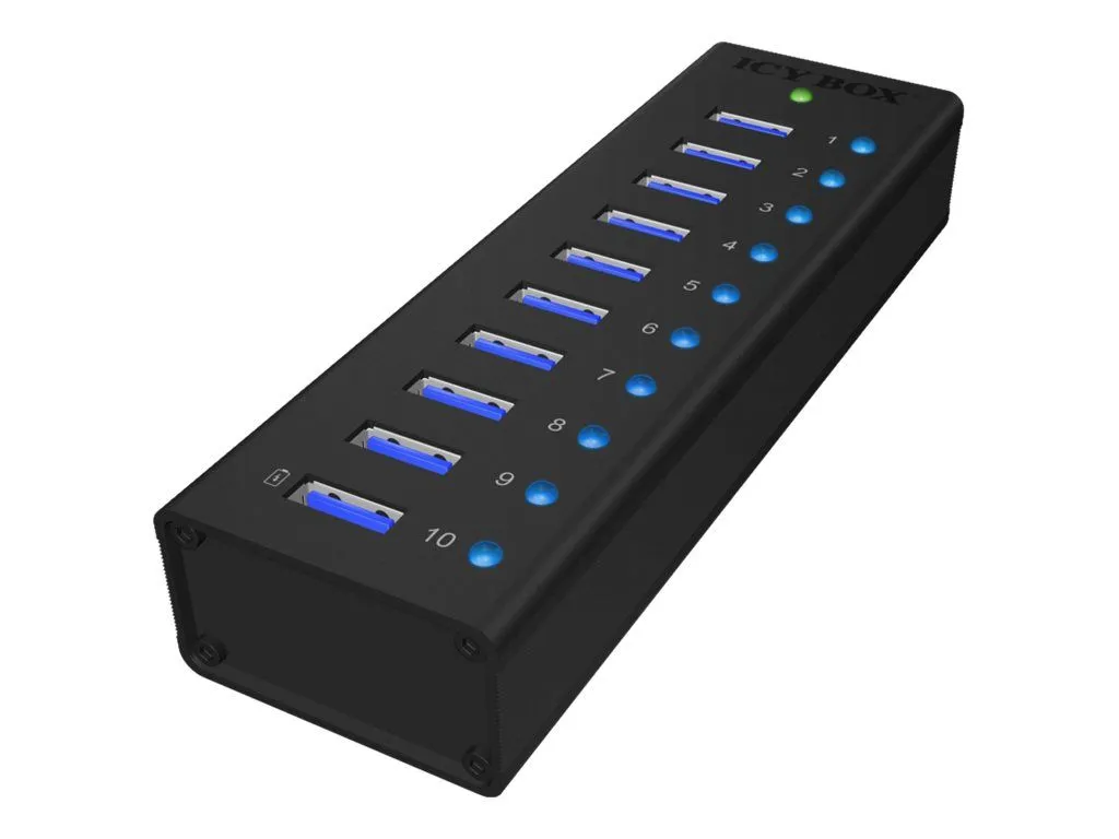 ICY BOX IB-AC6110 - Hub - 10 x SuperSpeed USB 3.0 - stasjonær